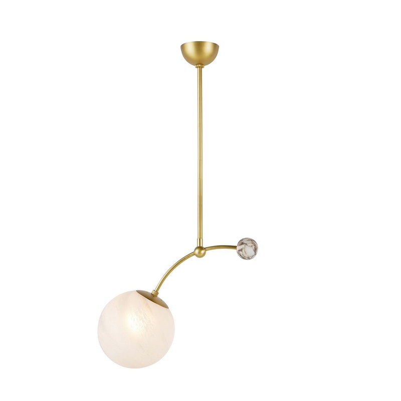 Arteriors DPC14 Christina One Light Pendant Matte Swirl/Antique Brass/Natural