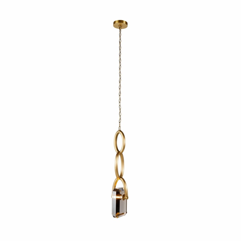 Arteriors DPC16 Estate LED Pendant Smoke/Antique Brass