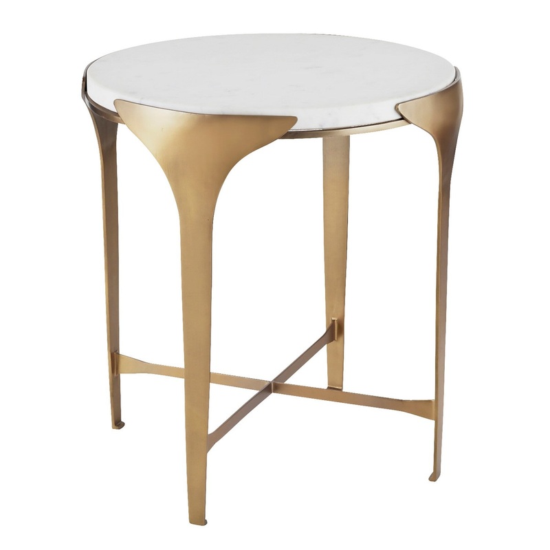 Arteriors FEI22 Janine End Table White/Antique Brass