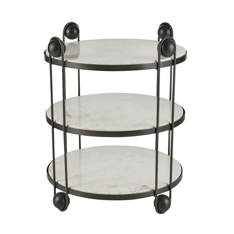 Arteriors FEI25 Carlita End Table White/Bronze