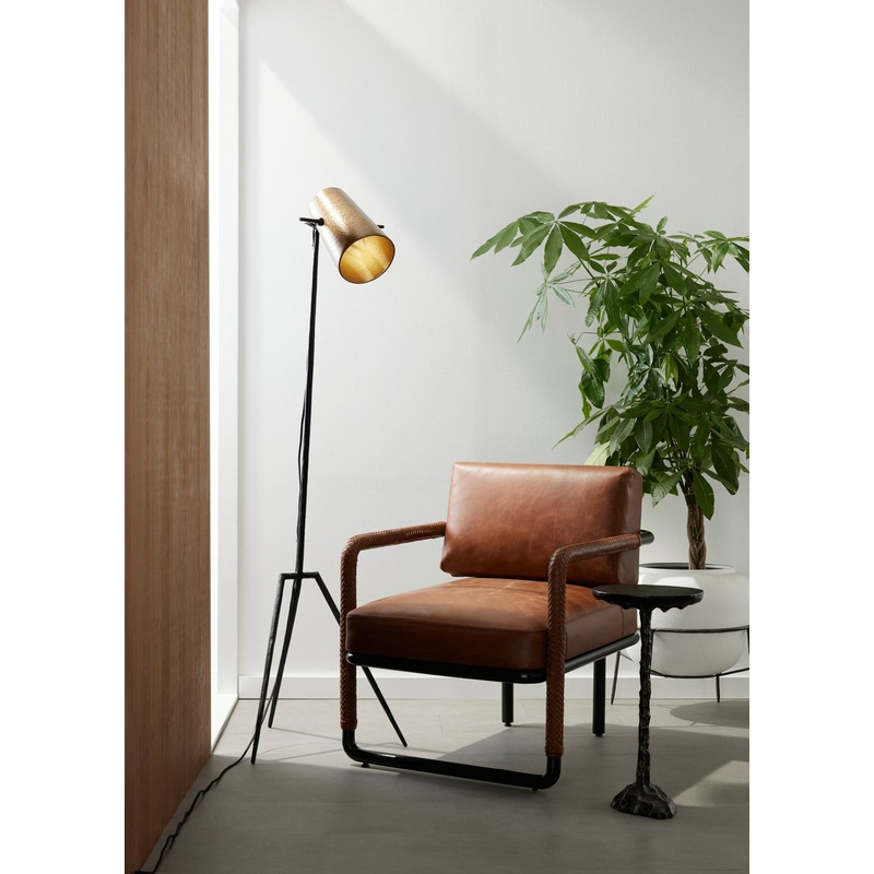 Arteriors PFI09 Draper One Light Floor Lamp Blackened/Hammered Antique Brass