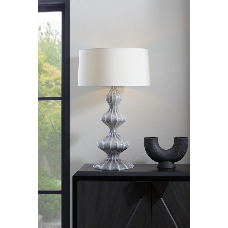 Arteriors PTE09-764 Chelle One Light Table Lamp Ice Reactive/Antique Brass/Ivory/White