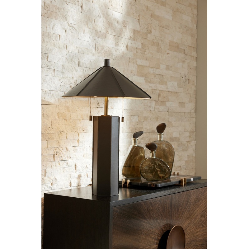 Arteriors PTI12 Cantrell Two Light Table Lamp Graphite/Antique Brass/Graphite/Gold Leaf