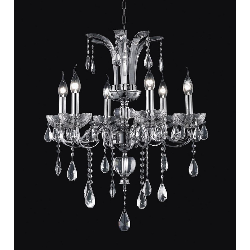 CWI Lighting 2024P24C-6 Glorious Six Light Chandelier, Chrome (Discontinued)