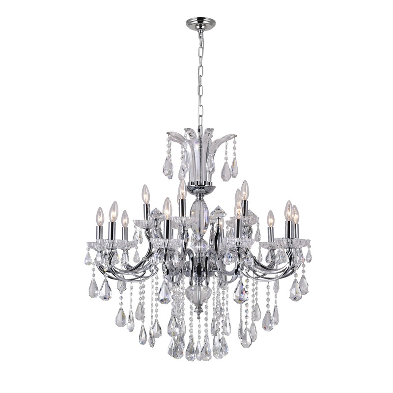 CWI Lighting 2024P35C-15 Glorious 15 Light Chandelier, Chrome (Discontinued)
