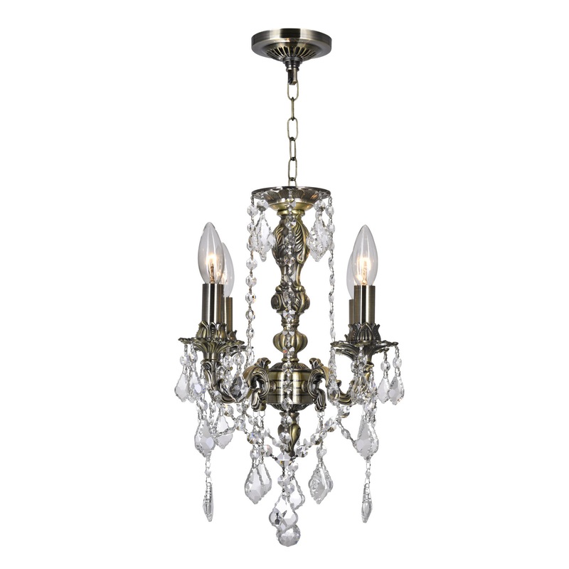 CWI Lighting 2037P14AB-4 Brass Four Light Chandelier, Antique Brass (Discontinued)