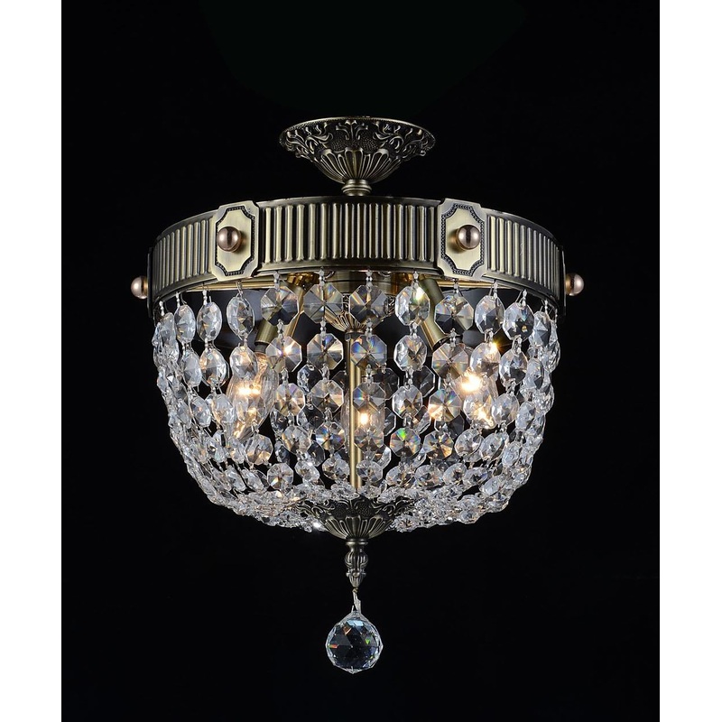 CWI Lighting 2048C13AB Brass Three Light Flush Mount, Antique Brass (Discontinued)