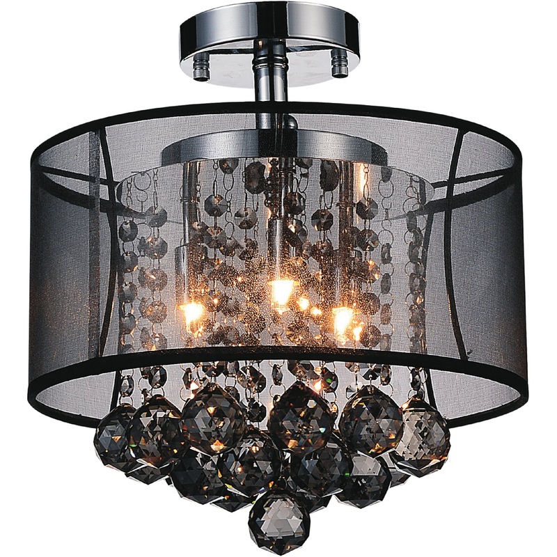 CWI Lighting 5062C12C (Smoke + B) Radiant Three Light Flush Mount, Chrome