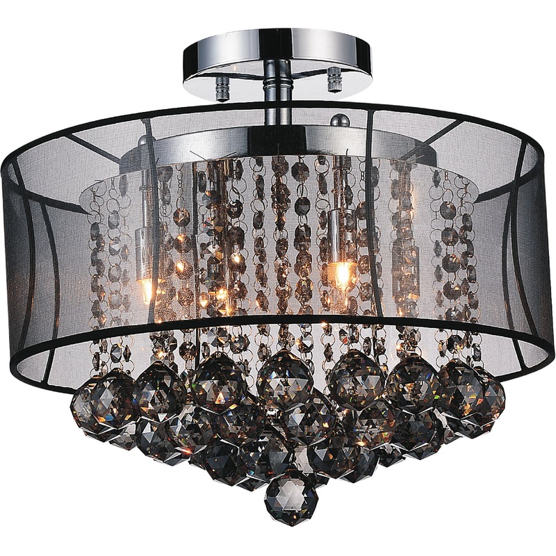 CWI Lighting 5062C16C (Smoke + B) Radiant Six Light Flush Mount, Chrome