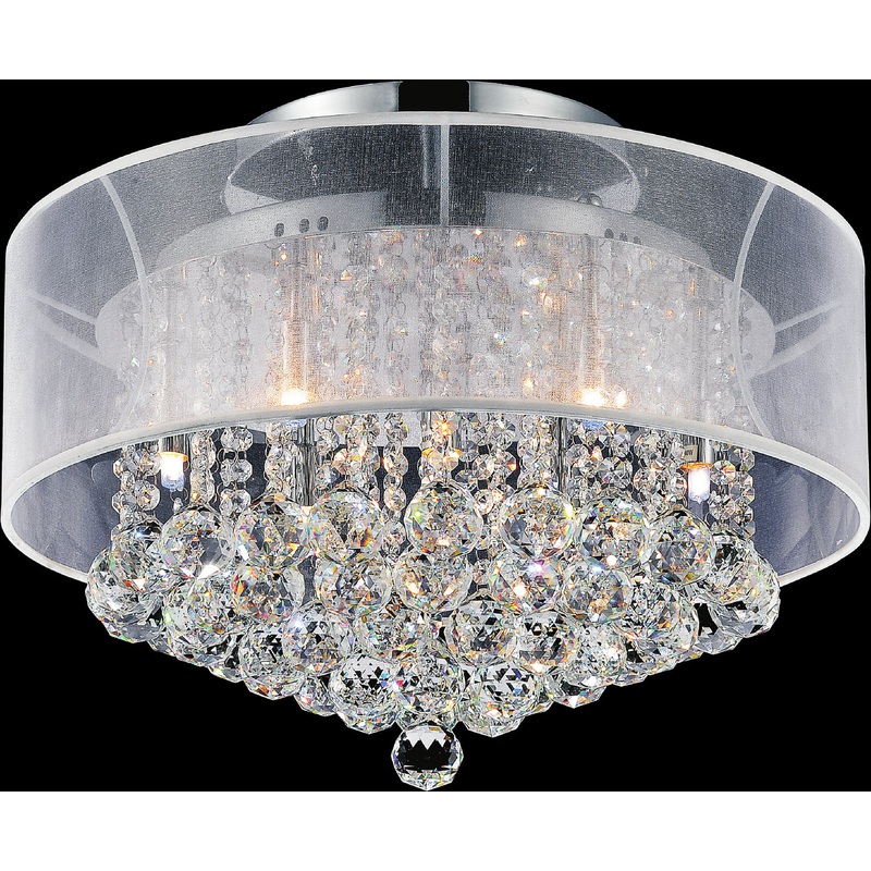 CWI Lighting 5062C20C (Clear + W) Radiant Nine Light Flush Mount, Chrome