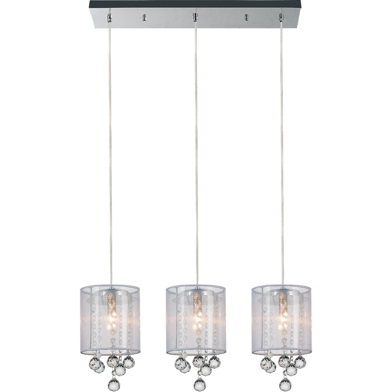 CWI Lighting 5062P24C-3 (Clear + W) Radiant Three Light Pendant, Chrome (Discontinued)
