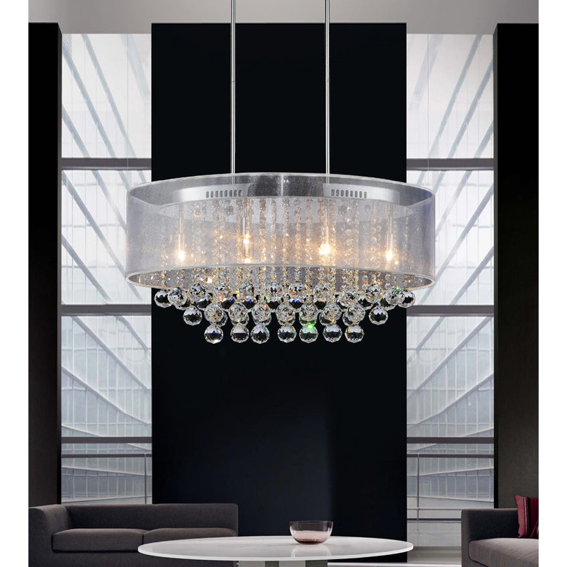 CWI Lighting 5063P26C (Clear + W) Radiant Six Light Chandelier, Chrome