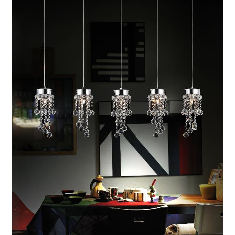 CWI Lighting 5072P36C-RC Monica Five Light Pendant, Chrome