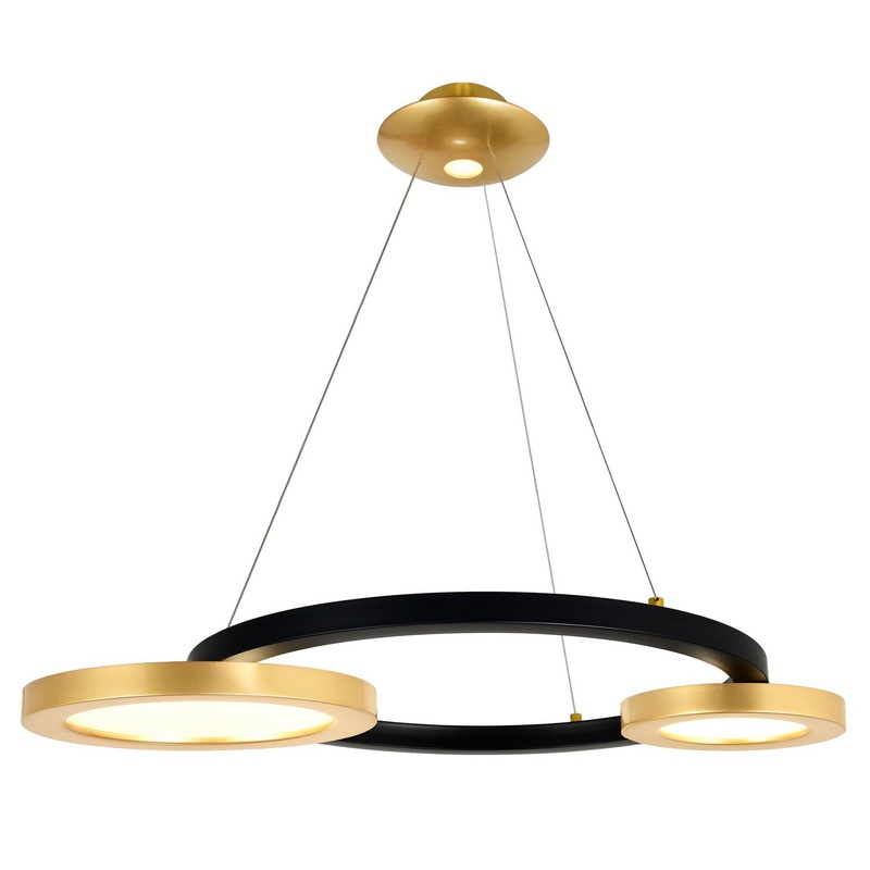 CWI Lighting 1215P29-2-625 Deux Lunes LED Chandelier, Sun Gold & Black