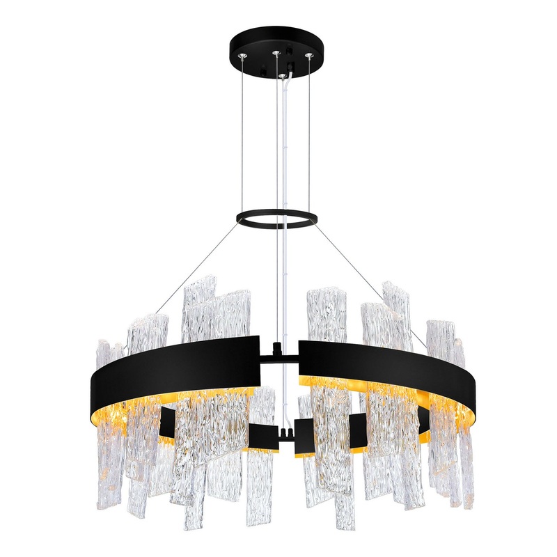 CWI Lighting 1246P24-101-A Guadiana LED Chandelier, Black & Satin Gold