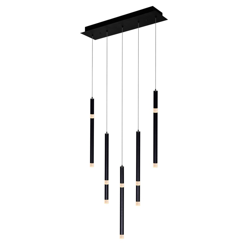 CWI Lighting 1262P22-5-101 Flute LED Chandelier, Black