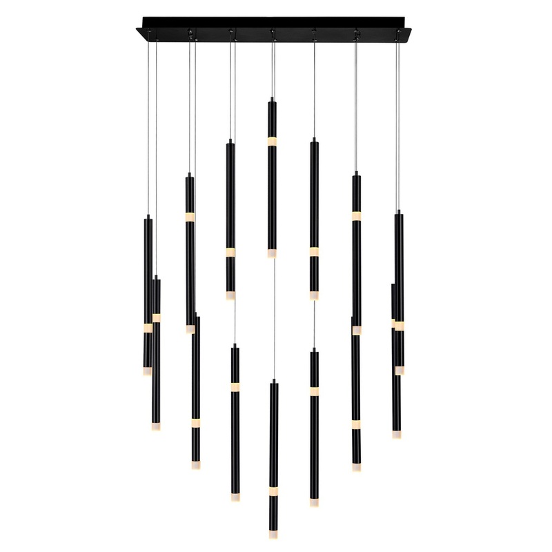 CWI Lighting 1262P32-14-101 Flute LED Chandelier, Black