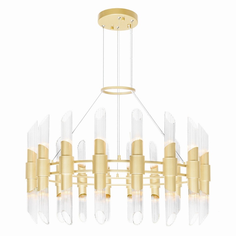 CWI Lighting 1269P40-36-602 Croissant 36 Light Chandelier, Satin Gold