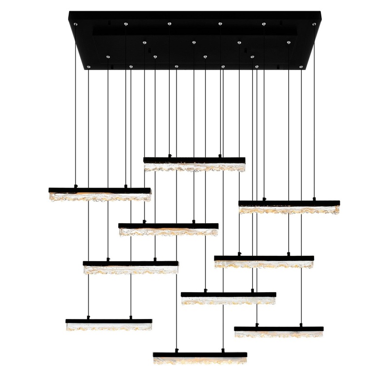 CWI Lighting 1588P48-10-101 Stagger LED Chandelier, Black