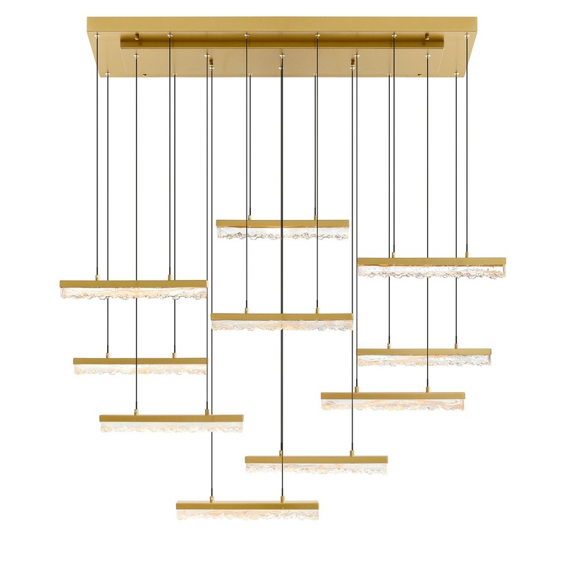 CWI Lighting 1588P48-10-624 Stagger LED Chandelier, Brass