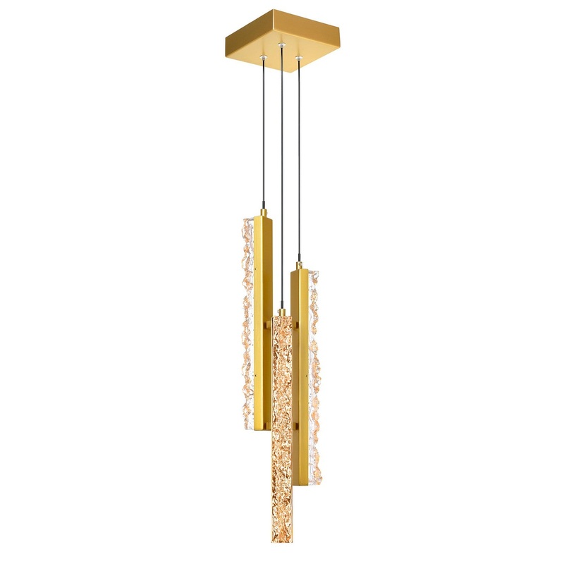 CWI Lighting 1588P6-3-624 Stagger LED Mini Pendant, Brass