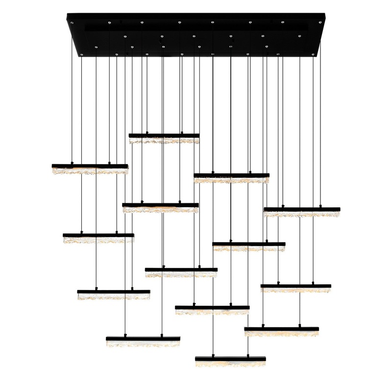 CWI Lighting 1588P60-14-101 Stagger LED Chandelier, Black