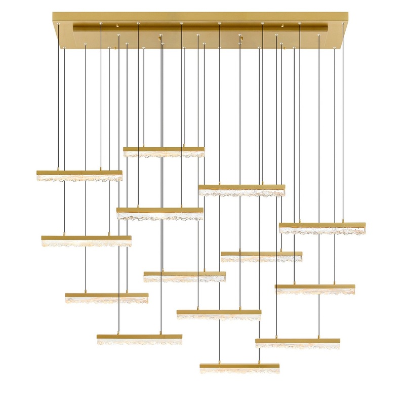 CWI Lighting 1588P60-14-624 Stagger LED Chandelier, Brass