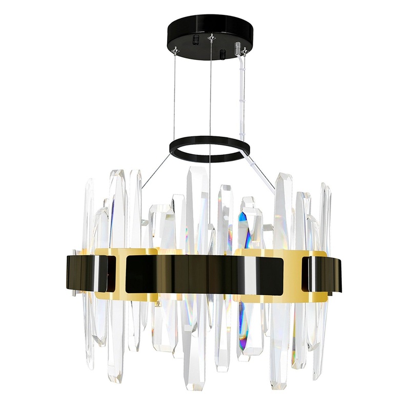 CWI Lighting 1592P18-612 Aya LED Chandelier, Pearl Black & Titanium Gold