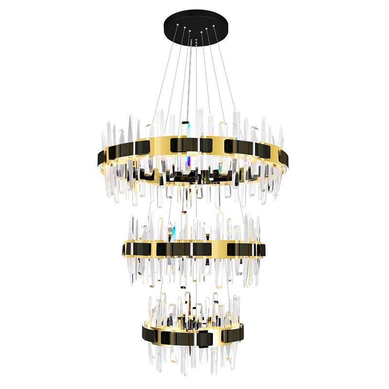 CWI Lighting 1592P32-3-612 Aya LED Chandelier, Pearl Black & Titanium Gold
