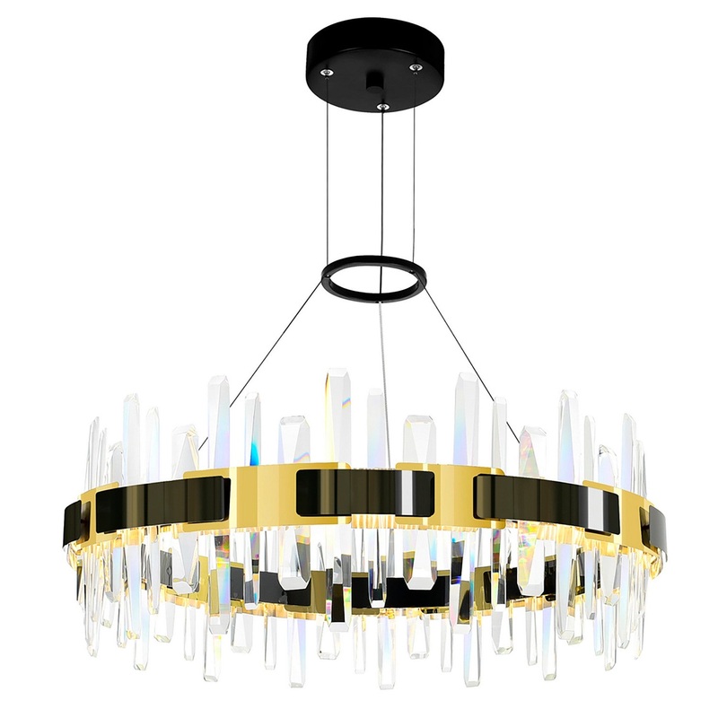 CWI Lighting 1592P32-612 Aya LED Chandelier, Pearl Black & Titanium Gold
