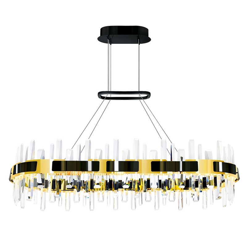 CWI Lighting 1592P43-612-RC Aya LED Chandelier, Pearl Black & Titanium Gold