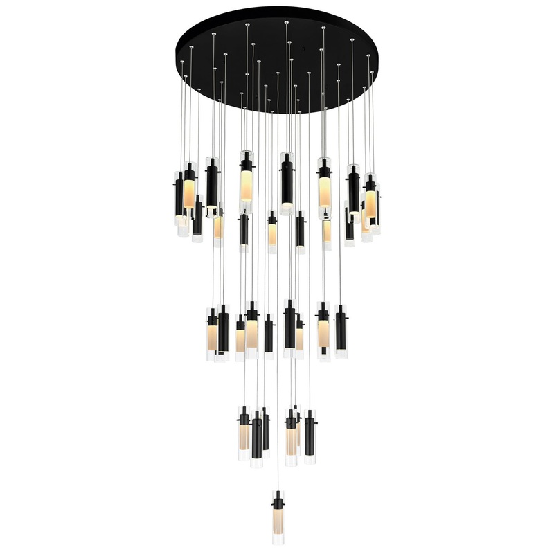 CWI Lighting 1606P33-37-101 Olinda LED Chandelier, Black