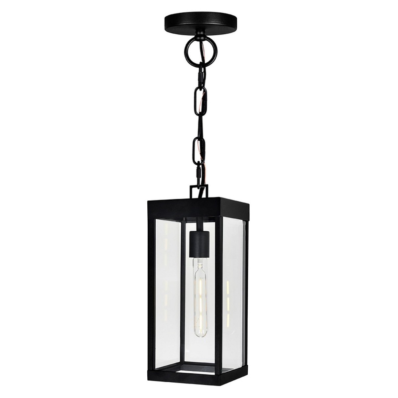 CWI Lighting 1695P7-1-101 Windsor One Light Outdoor Hanging Lantern, Black