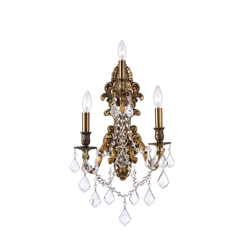 CWI Lighting 2039W13GB-3 Brass Three Light Wall Sconce, French Gold (Discontinued)