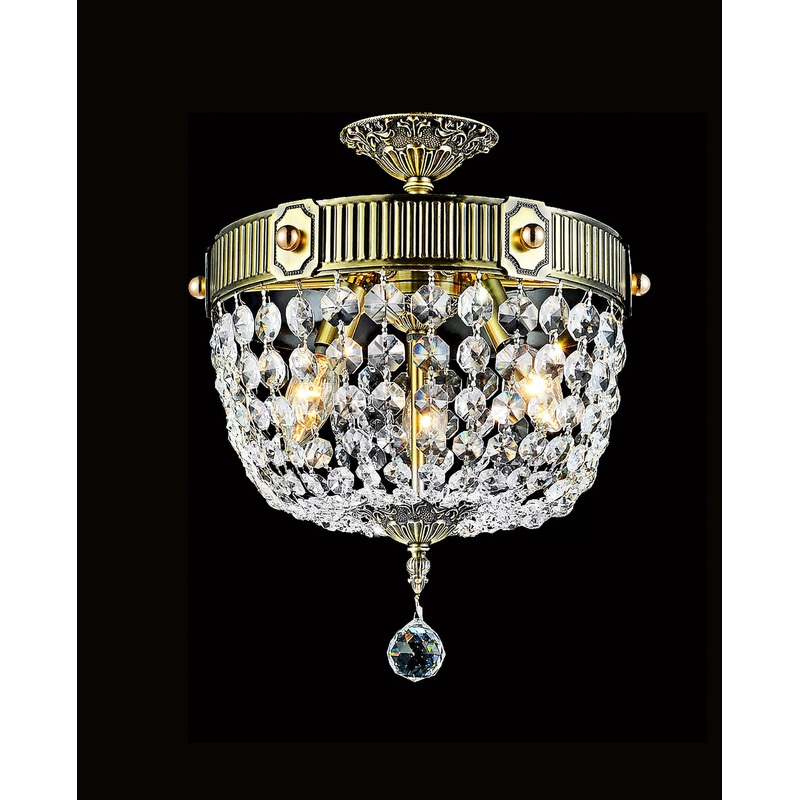 CWI Lighting 2048C13GB Brass Three Light Flush Mount, French Gold