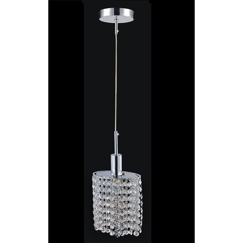 CWI Lighting 4281P-R-O Clear crystal Glitz One Light Mini Pendant, Chrome