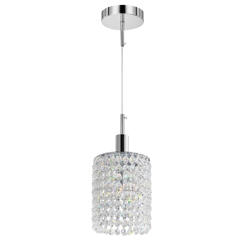 CWI Lighting 4281P-R-R Clear crystal Glitz One Light Mini Pendant, Chrome (Discontinued)