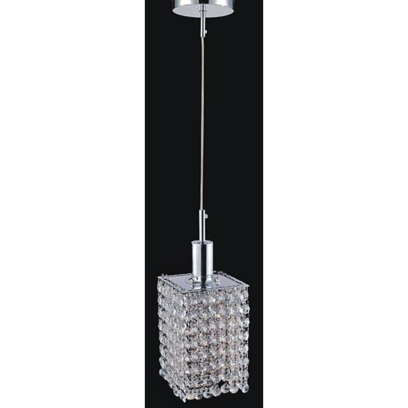 CWI Lighting 4281P-R-S Clear crystal Glitz One Light Mini Pendant, Chrome (Discontinued)