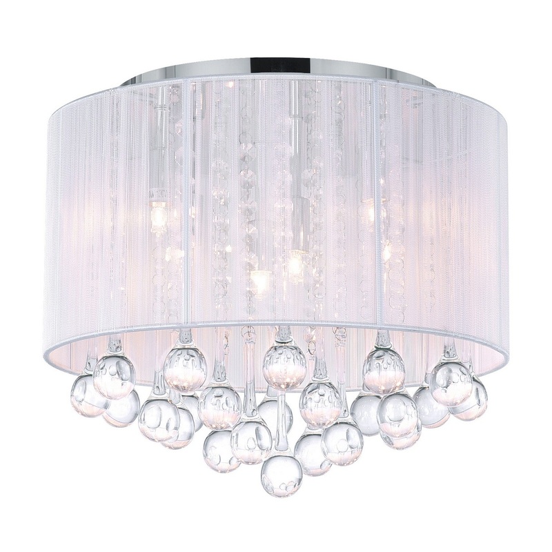 CWI Lighting 5006C14C-R (W) Water Drop Six Light Flush Mount, Chrome