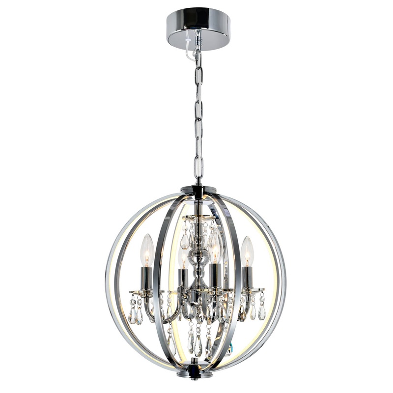 CWI Lighting 5025P16C-4 Abia Four Light Chandelier, Chrome