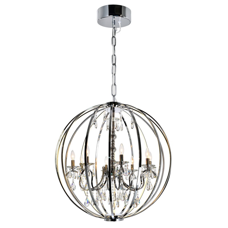 CWI Lighting 5025P34C-8 Abia Eight Light Chandelier, Chrome
