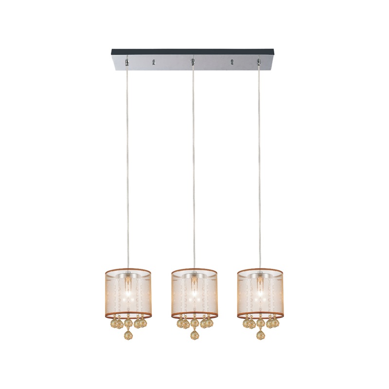 CWI Lighting 5062P24C-3 (Chp + G) Radiant Three Light Pendant, Chrome (Discontinued)
