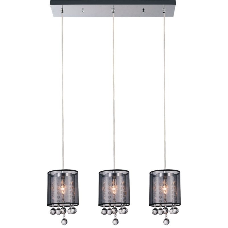 CWI Lighting 5062P24C-3 (Smoke + B) Radiant Three Light Pendant, Chrome