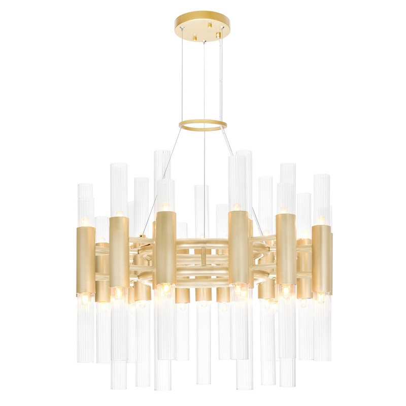 CWI Lighting 1120P20-42-602 Orgue LED Chandelier, Satin Gold