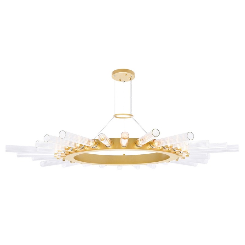 CWI Lighting 1121P48-28-602 Collar LED Chandelier, Satin Gold