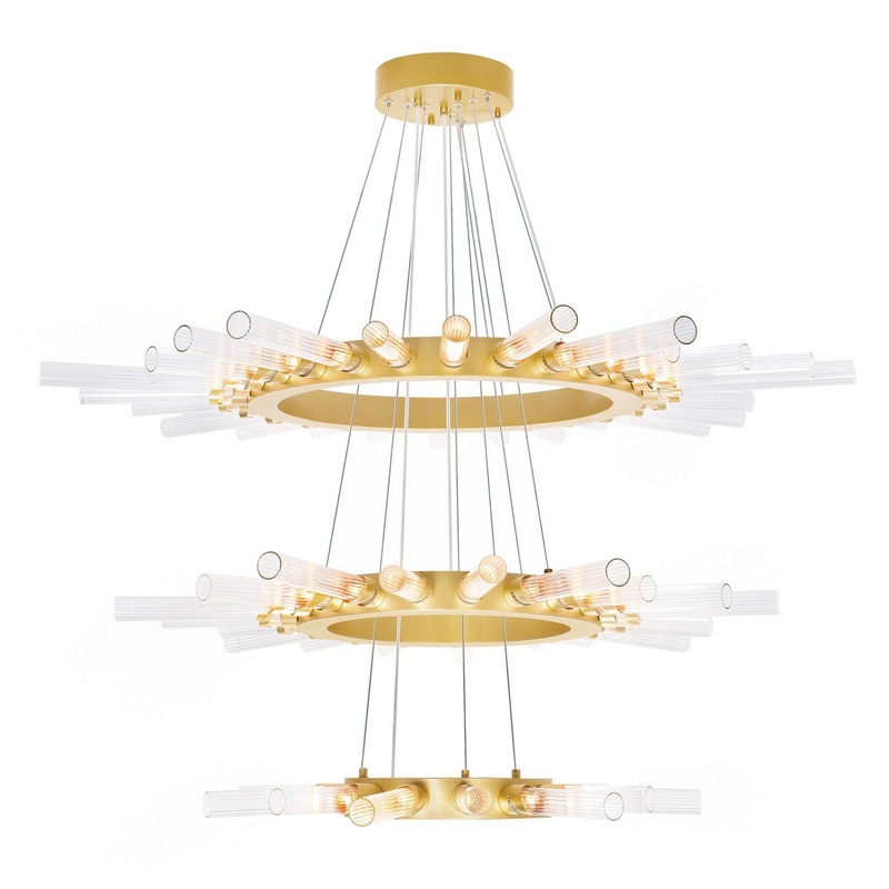 CWI Lighting 1121P48-63-602 Collar LED Chandelier, Satin Gold