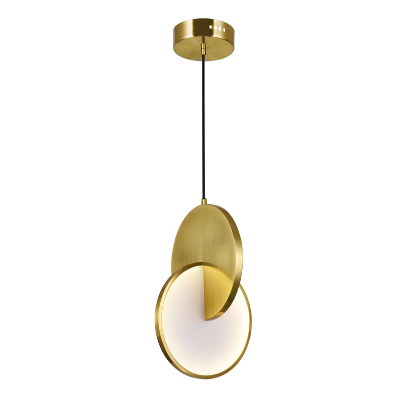 CWI Lighting 1206P10-1-629 Tranche LED Mini Pendant, Brushed Brass