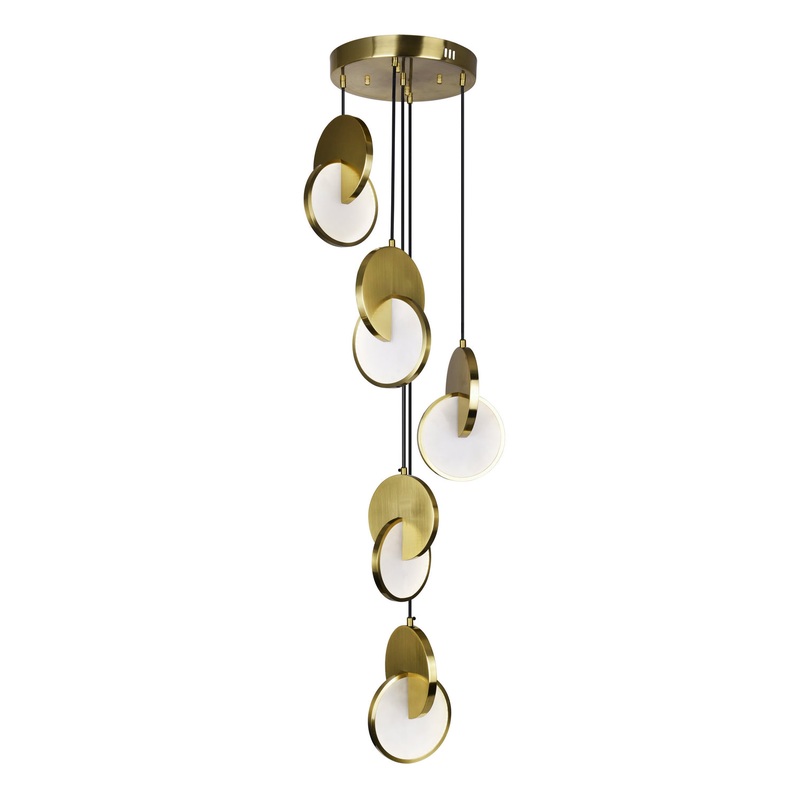 CWI Lighting 1206P18-5-629 Tranche LED Pendant, Brushed Brass
