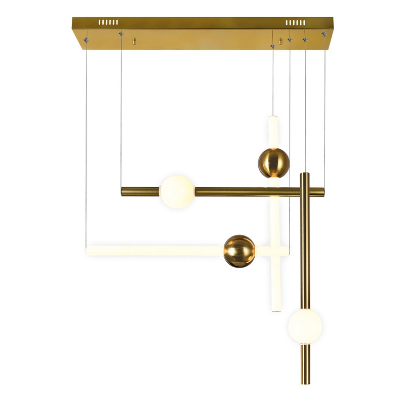 CWI Lighting 1208P32-4-625-RC Baton LED Island/Pool Table Chandelier, Brass (Discontinued)
