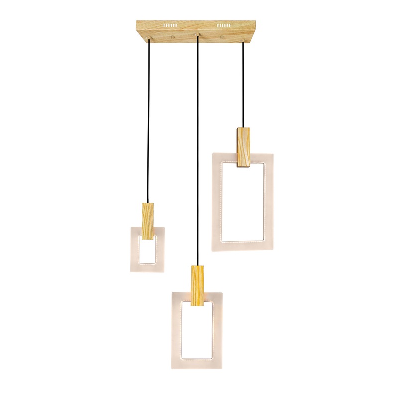 CWI Lighting 1214P26-3-236-A-RC Anello LED Island/Pool Table Chandelier, White Oak (Discontinued)